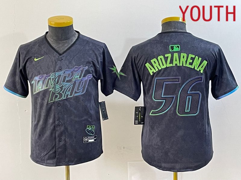 Youth Tampa Bay Rays #56 Randy Arozarena Nike MLB Limited City Connect Black 2024 Jersey style 4